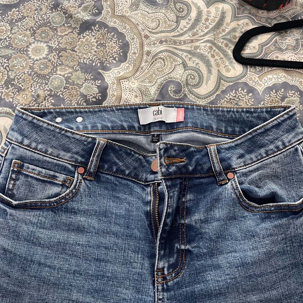 CAbi Blue Boyfriend Jeans with Distressed Look